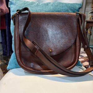 Handmade Brown Leather Satchel Crossbody Messenger bag